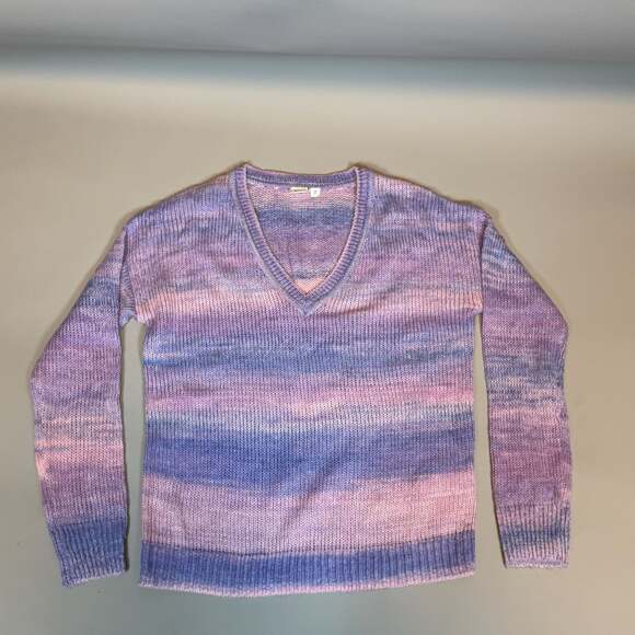 Gap Sweaters - GAP Women’s XS Pink Purple Blue Striped V-Neck Knit Sweater Long Sleeve